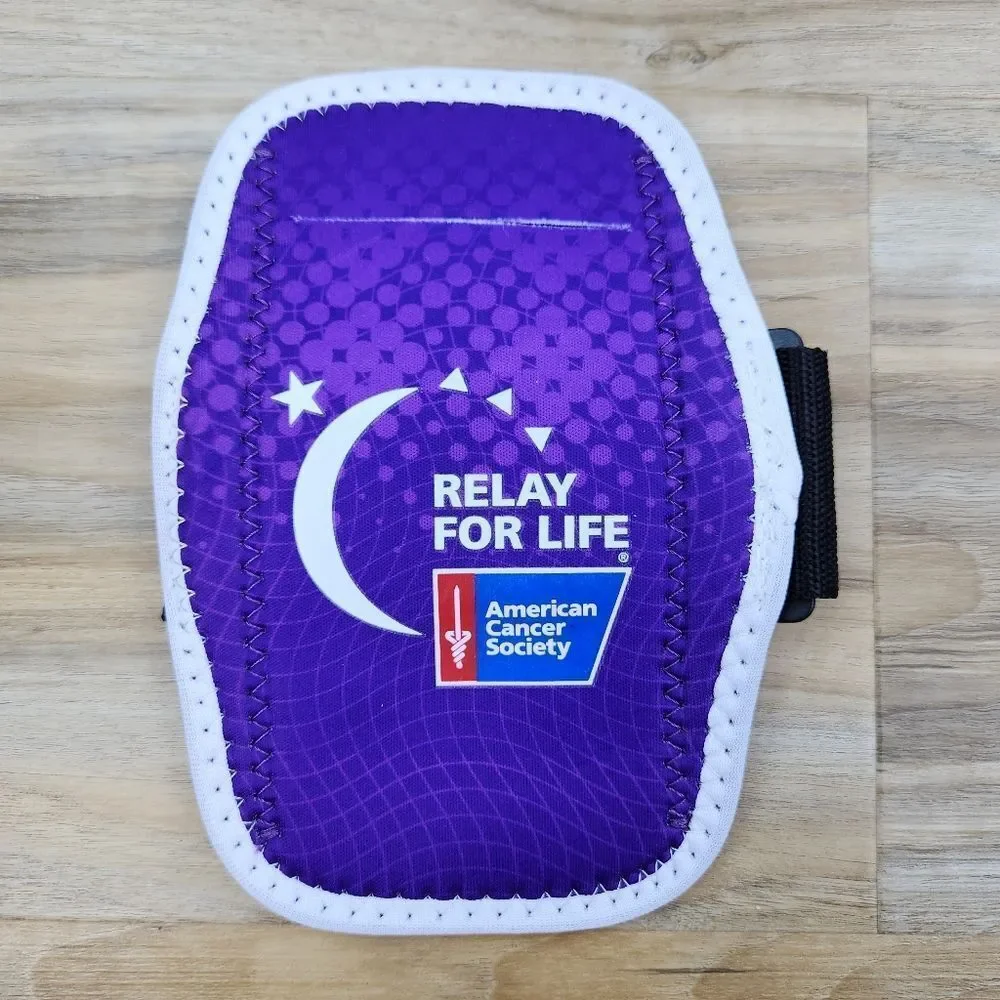 💜NWOT American Cancer Society Relay For Life Purple Soft Armband Phone Holder